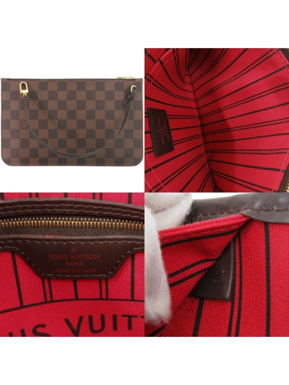 Louis Vuitton Neverfull MM Pouch Damier Cerise Tote - Picture 9 of 9